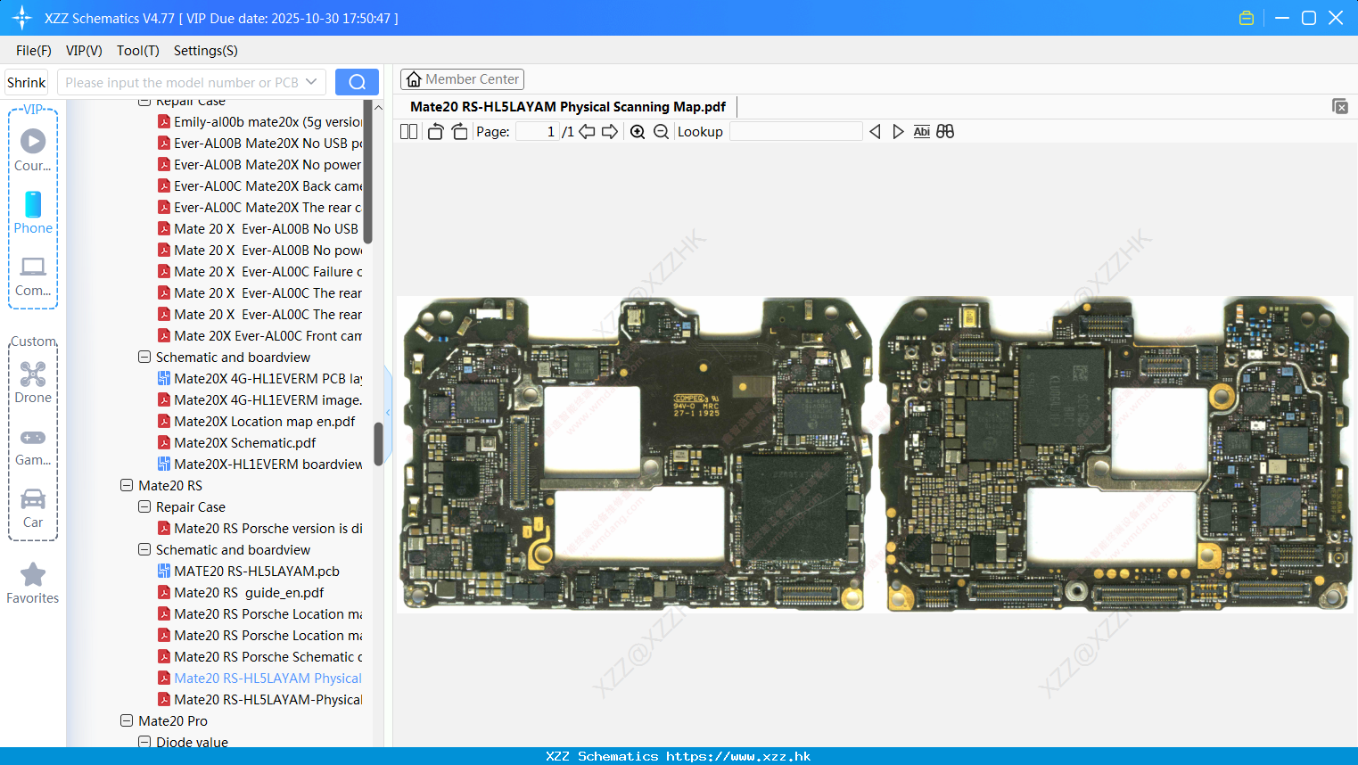 Huawei Mate20 RS-HL5LAYAM Physical Scanning Map